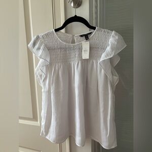 NWT Banana Republic White Textured Top SZ Petite Small